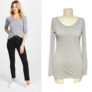 MONROW Long‎ Sleeve Crew Tee Granite Gray Size Small